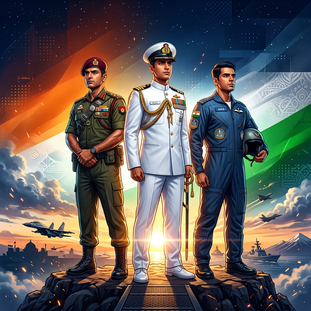 Indian Armed Forces officers proud salute